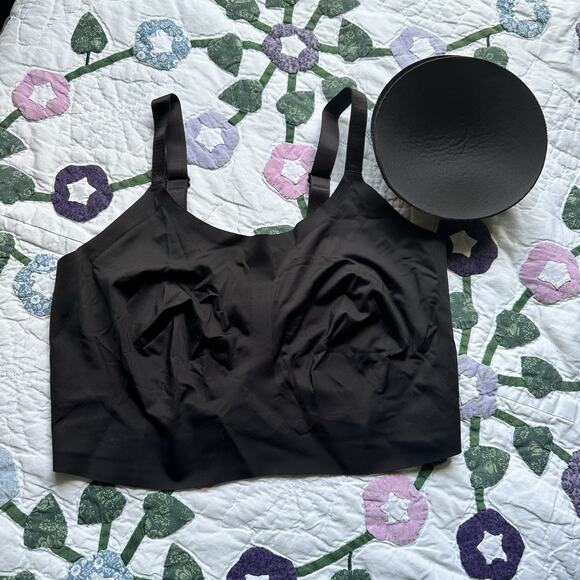 EBY Wire Free Support Bralette Bra Removable Pads Black Size Large DD Longline - Picture 1 of 5